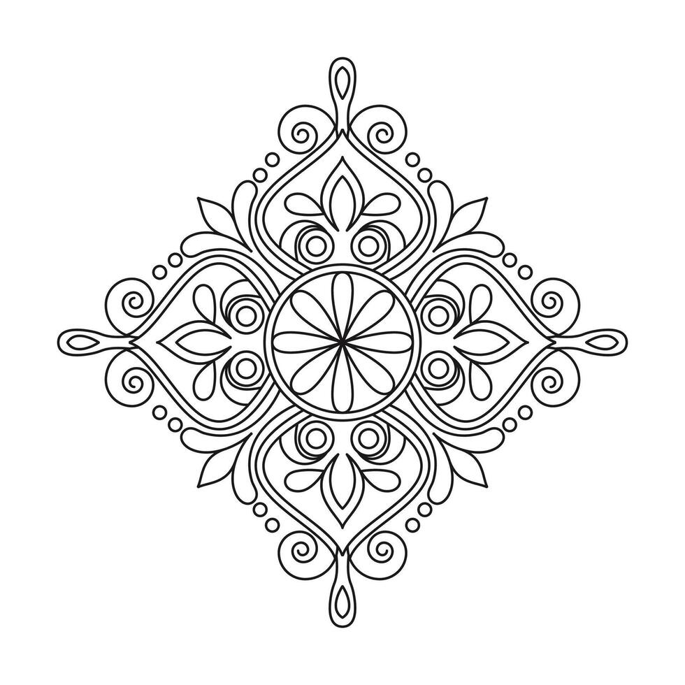 Flowing Circle Bloom in Structured Calm coloring book page vector