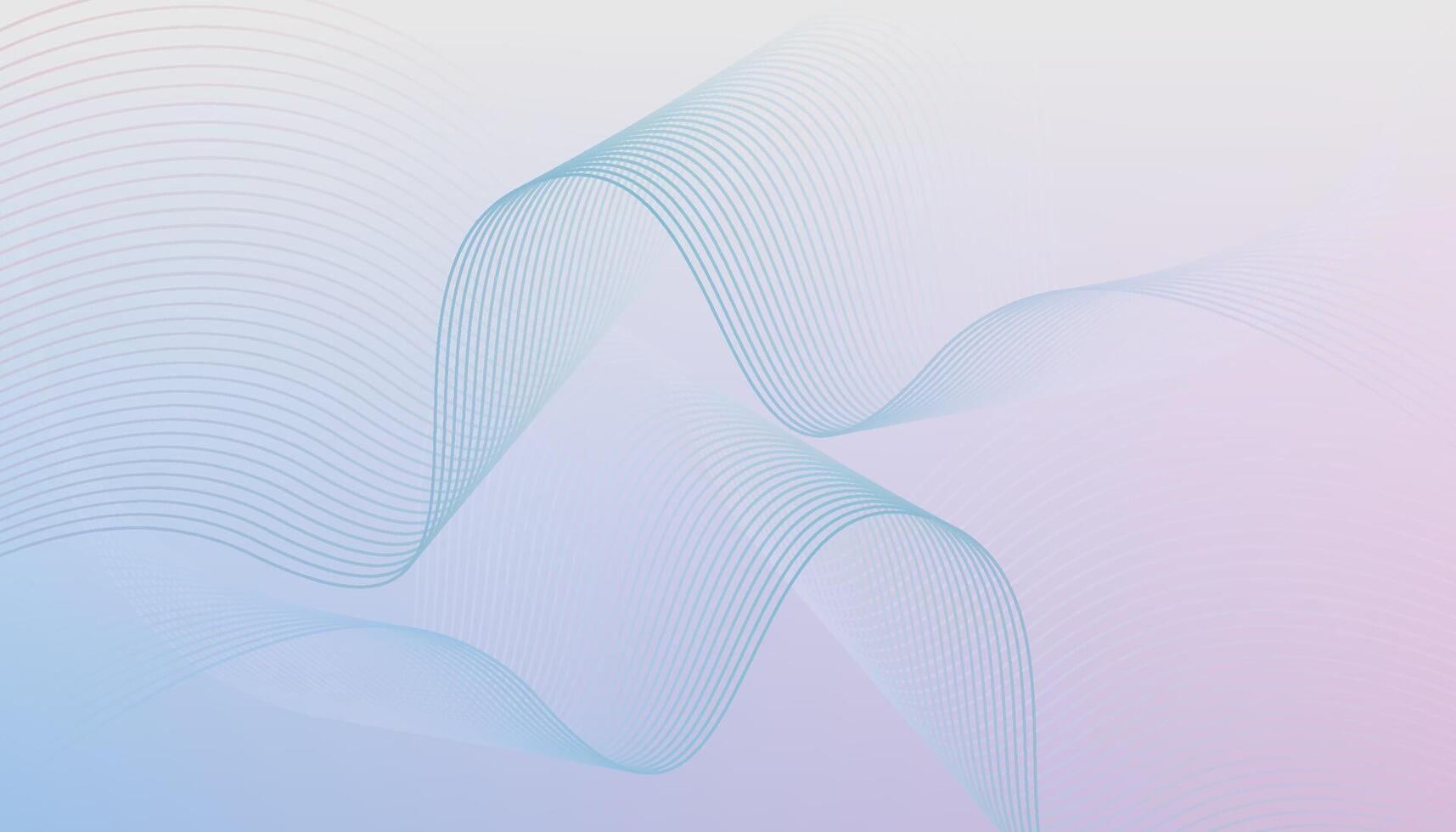 Minimal pastel gradient wave background with abstract flowing curved lines for modern design vector