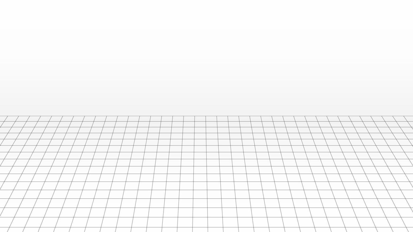 Minimalist background with black grid lines on a white floor creating 3D perspective space vector