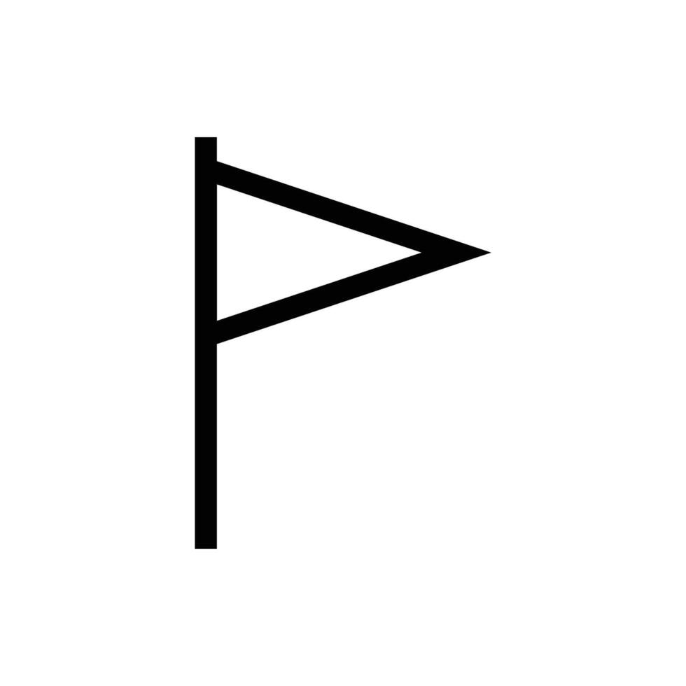 black and white Toothpick flag outline icon, Minimalist black flag icon with a triangular pennant on a vertical pole. vector