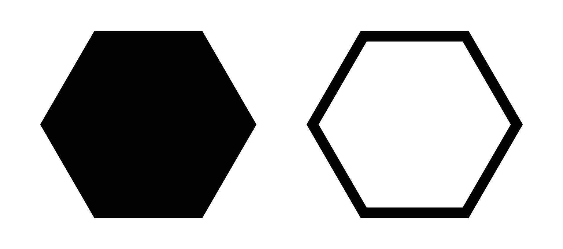 set Hexagon icon representing a six-sided polygon in geometry. vector