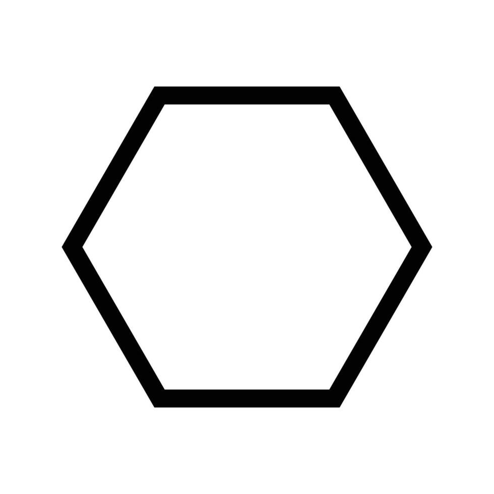 outline Hexagon icon representing a six-sided polygon in geometry. vector