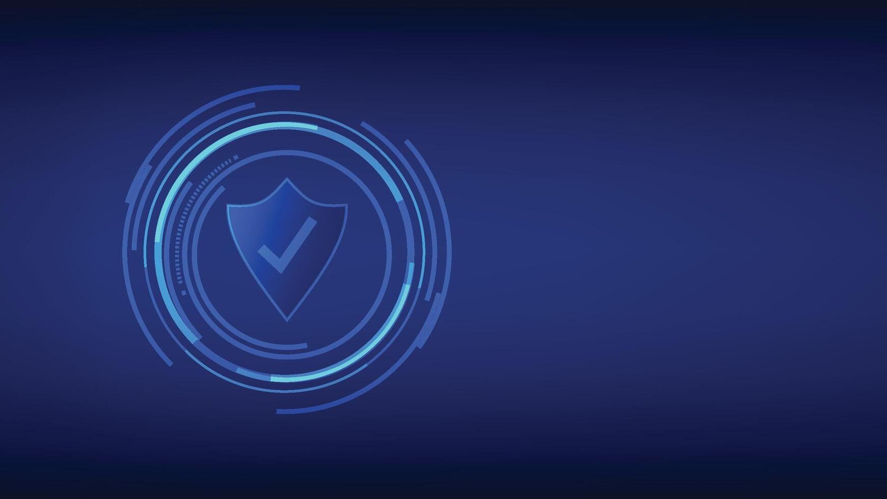 cyber security concept. check mark sign with digital shield on blue background vector