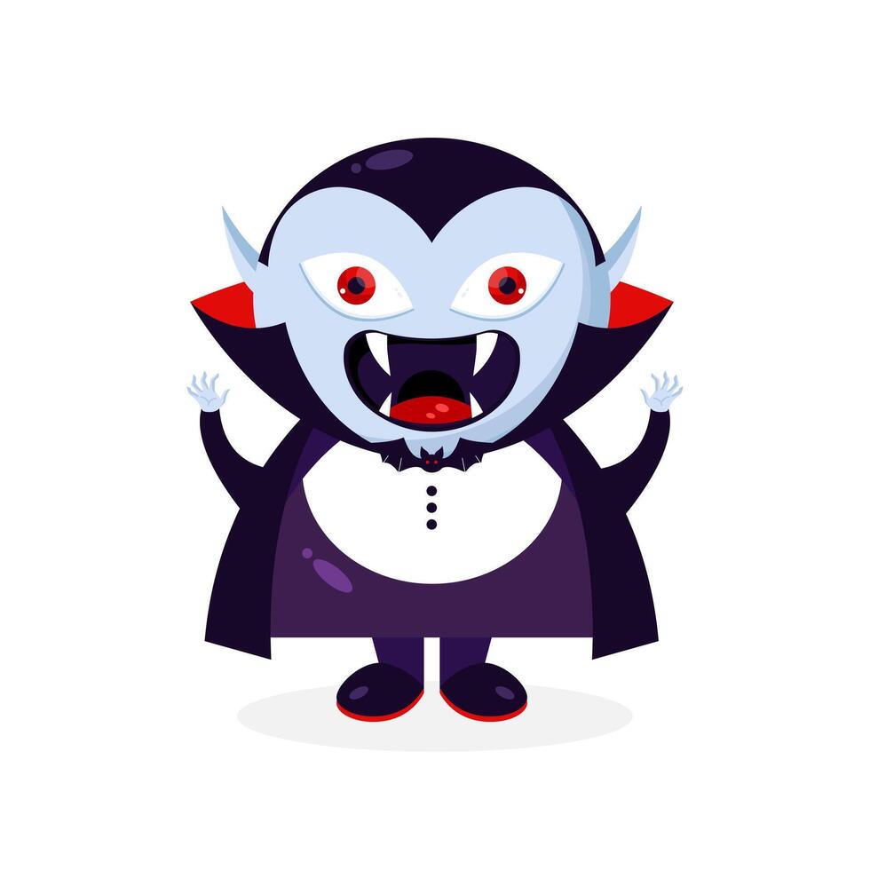 Cartoon Dracula vampire character is trying to scare you. Dracula icon vector