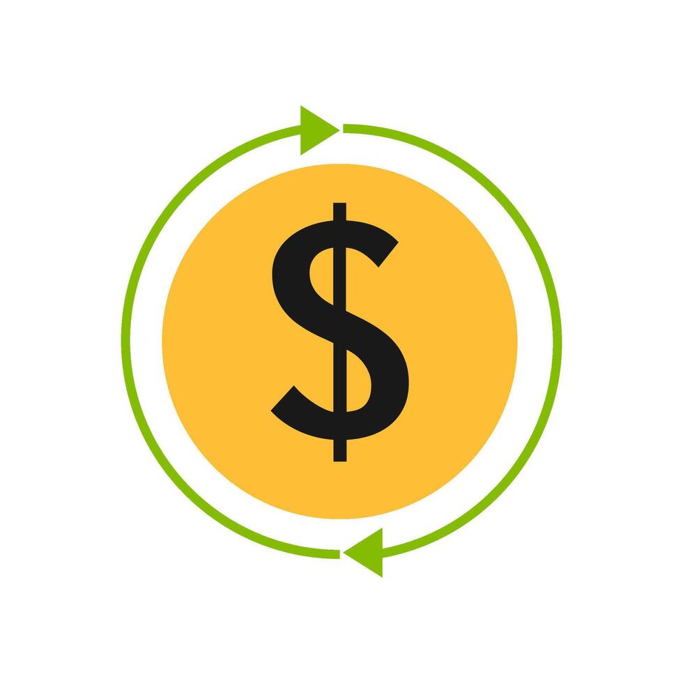 Dollar sign within a circular arrow, a symbol used to represent financial concepts. vector