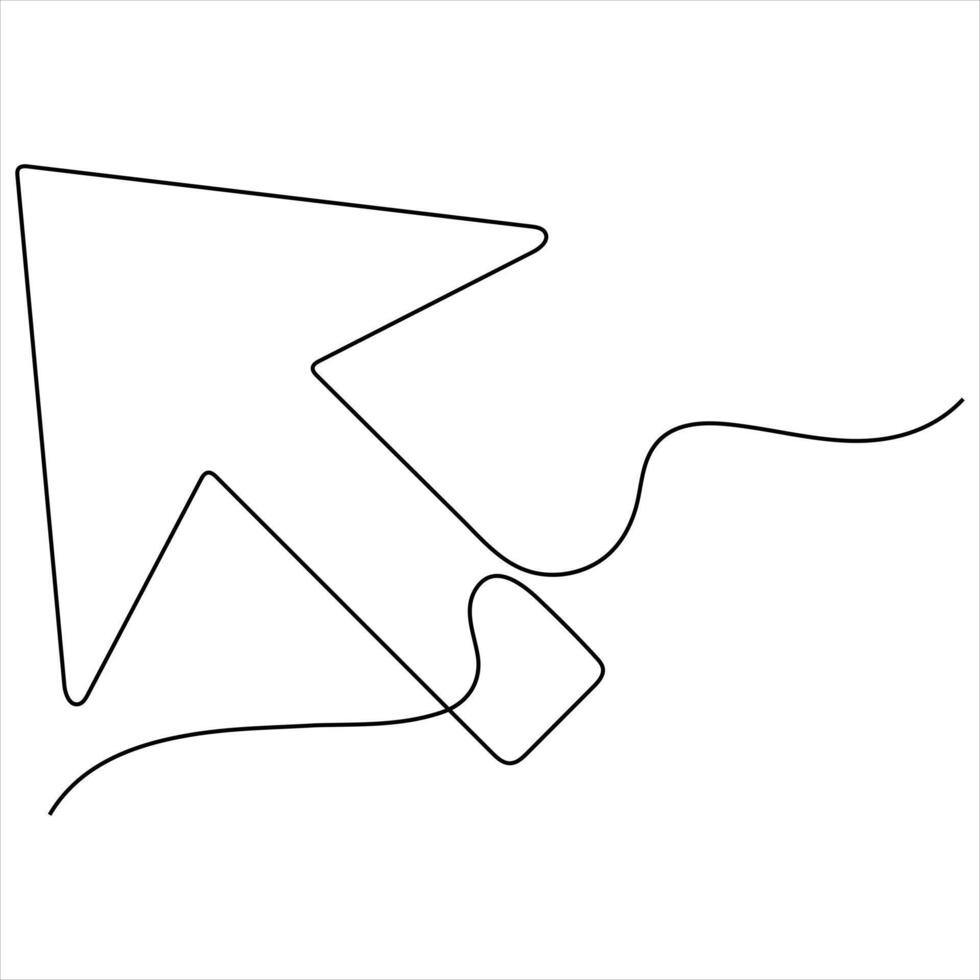 cursor flecha continuo una línea dibujo minimalista ilustración vector