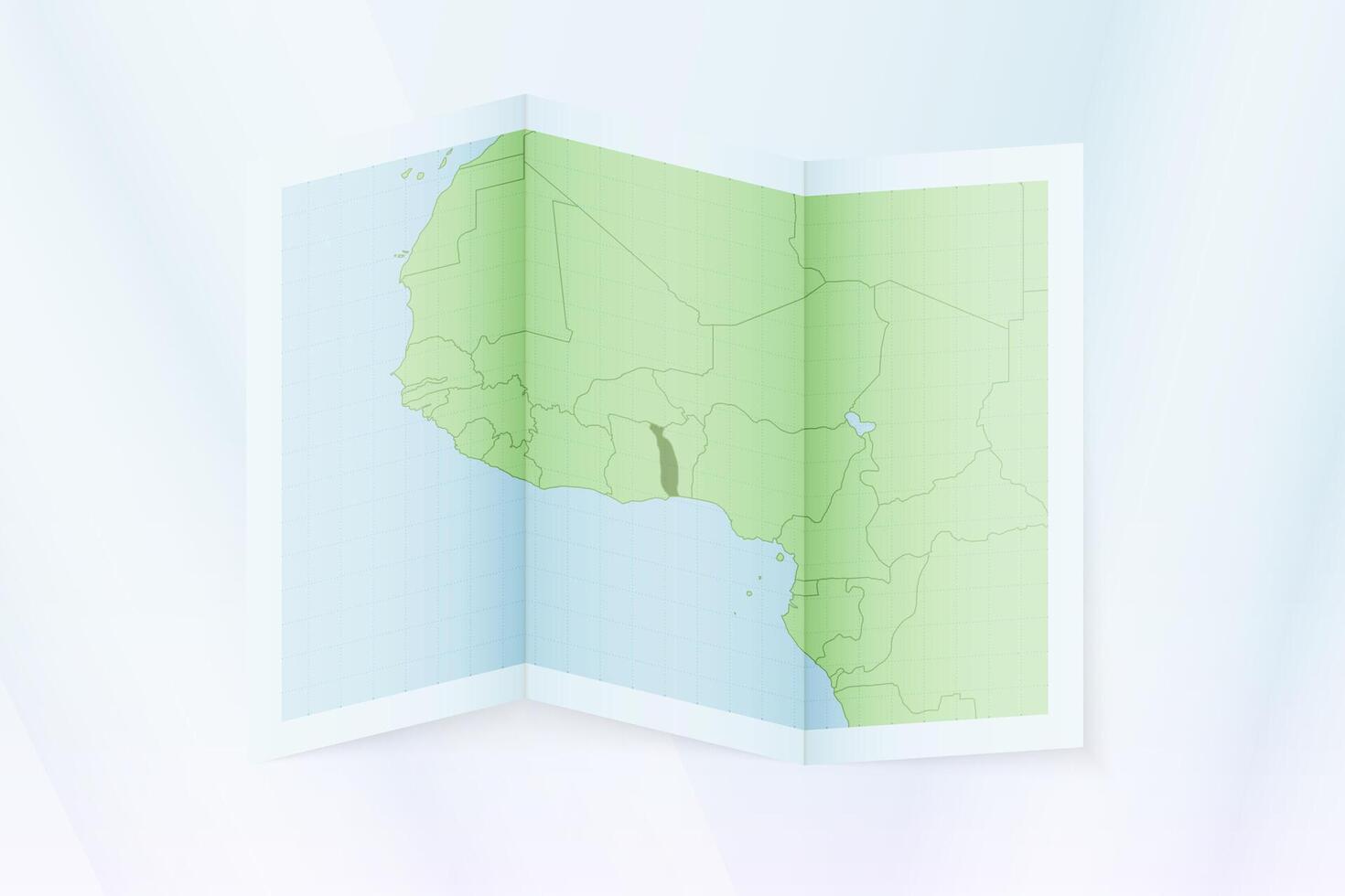 Togo map, folded paper with Togo map. vector