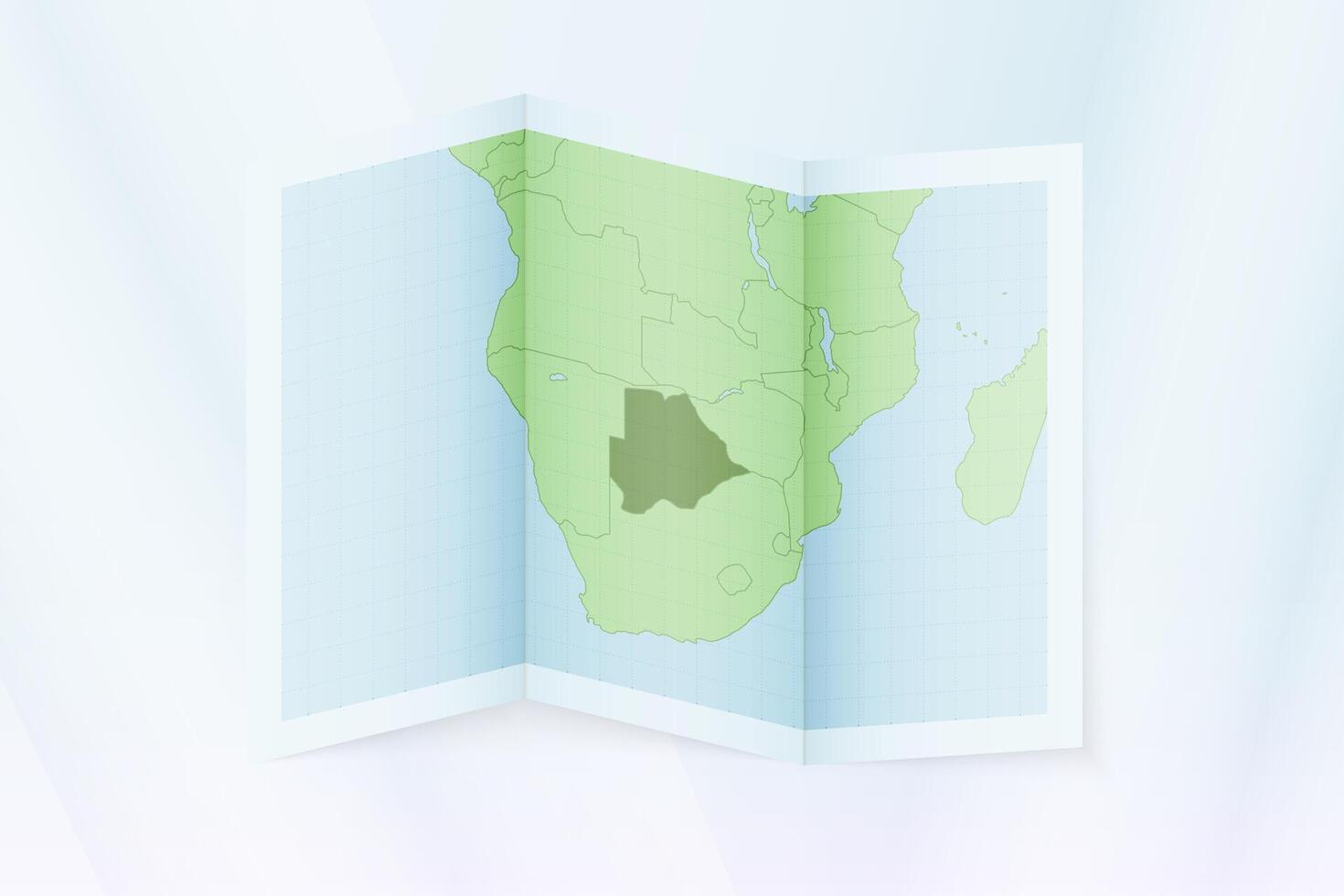 Botswana map, folded paper with Botswana map. vector