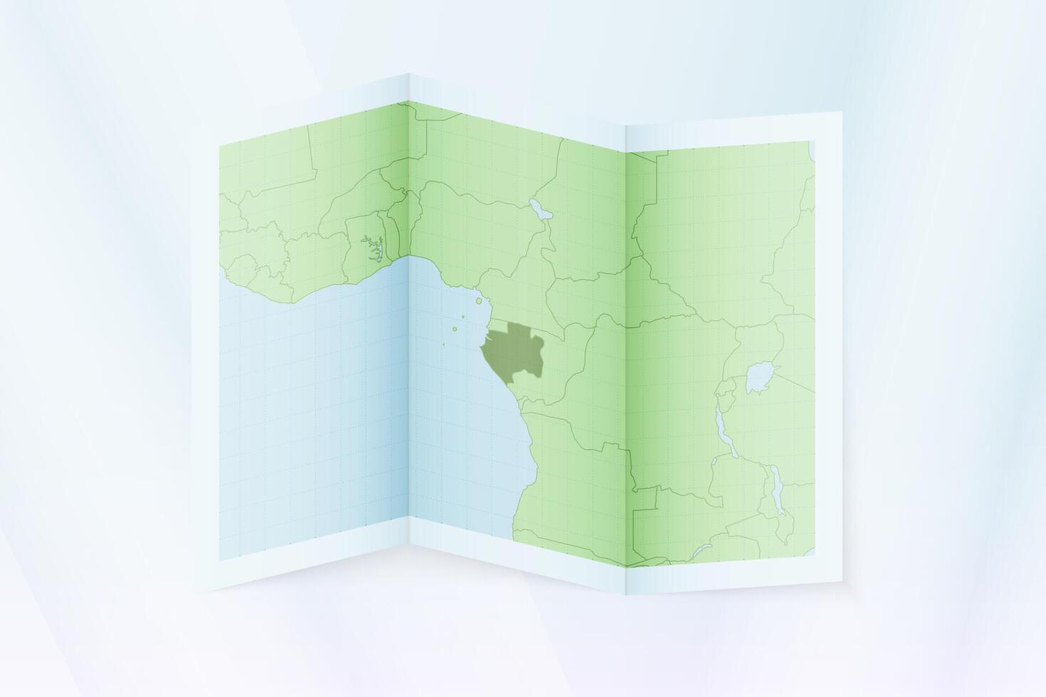 Gabon map, folded paper with Gabon map. vector