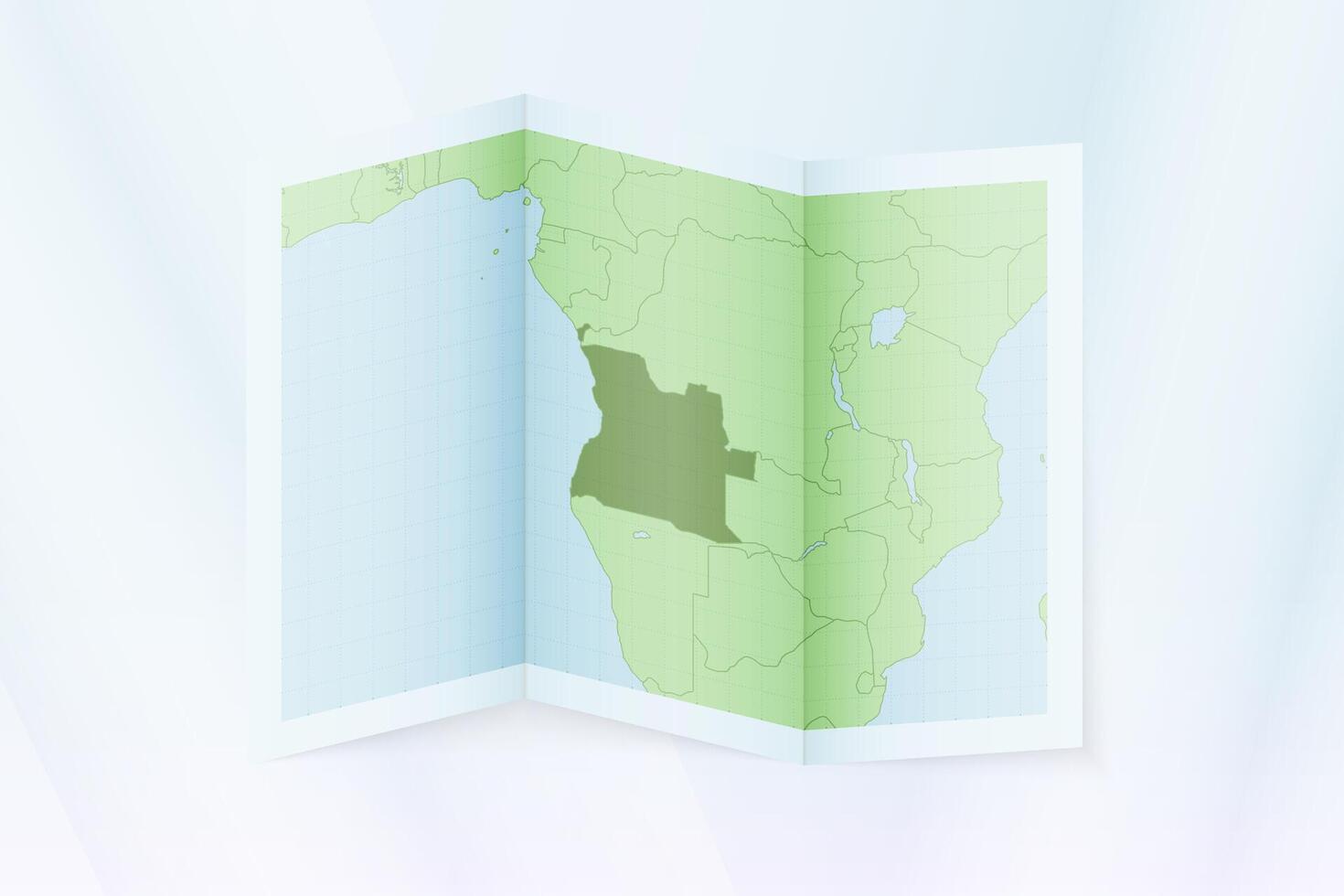 Angola map, folded paper with Angola map. vector