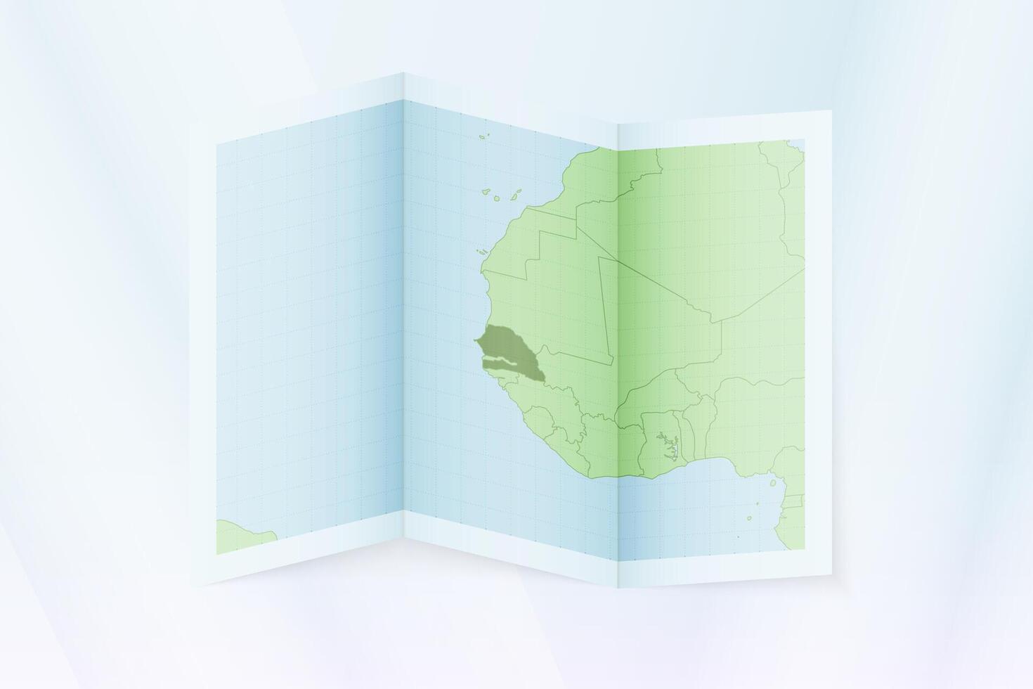 Senegal map, folded paper with Senegal map. vector