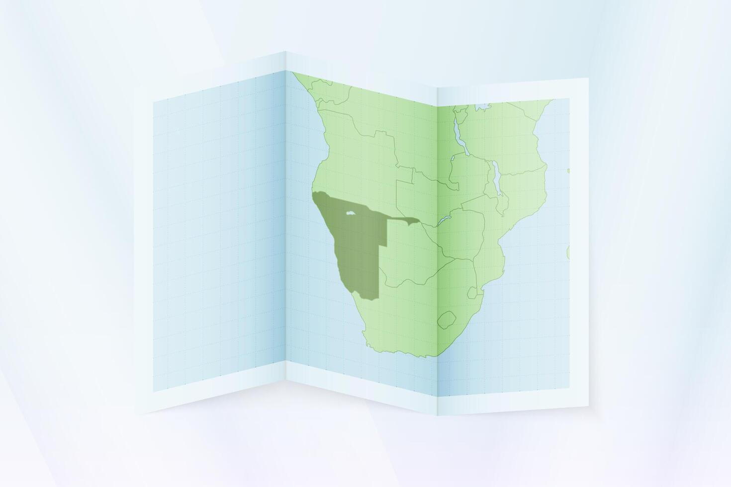 Namibia map, folded paper with Namibia map. vector