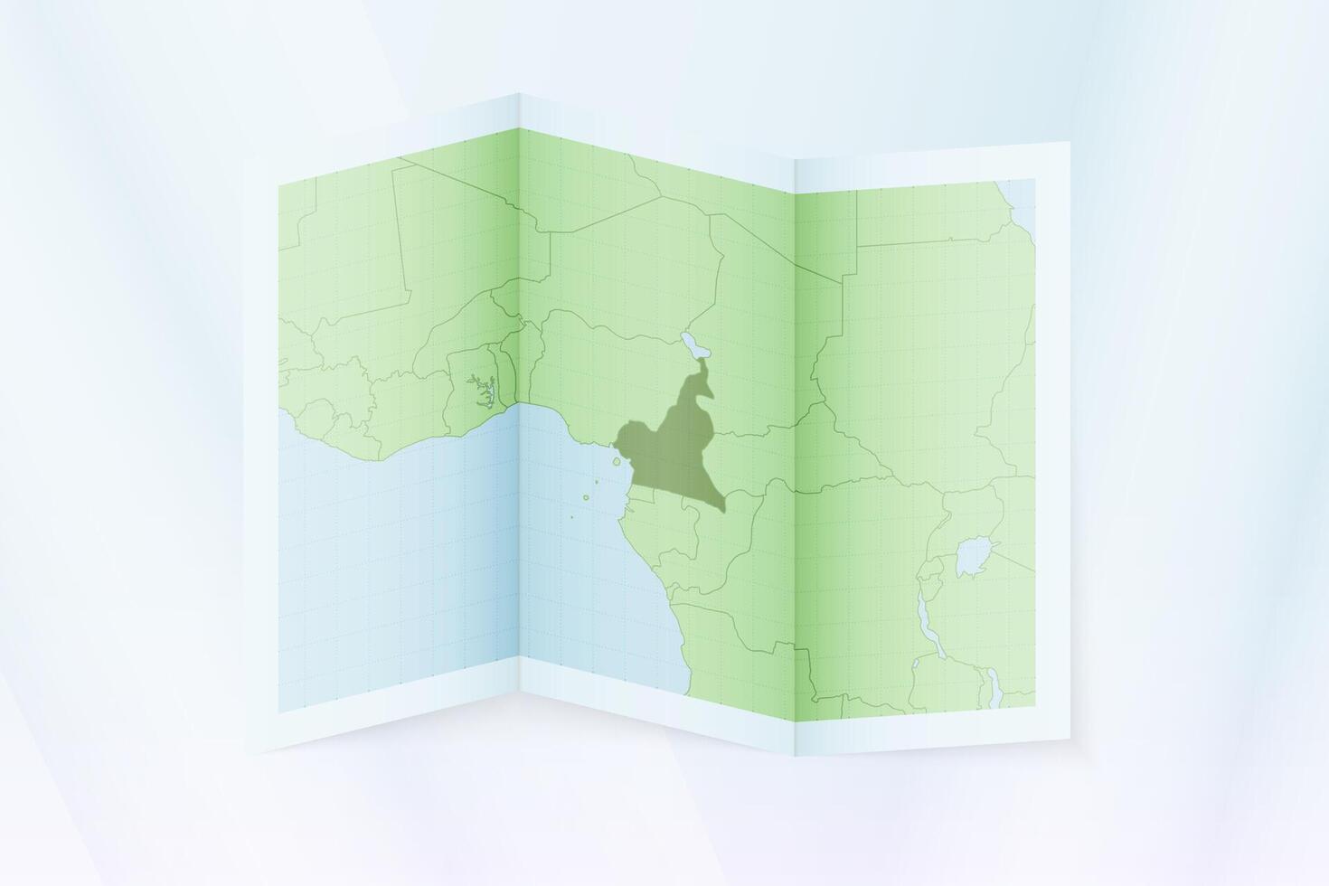 Cameroon map, folded paper with Cameroon map. vector