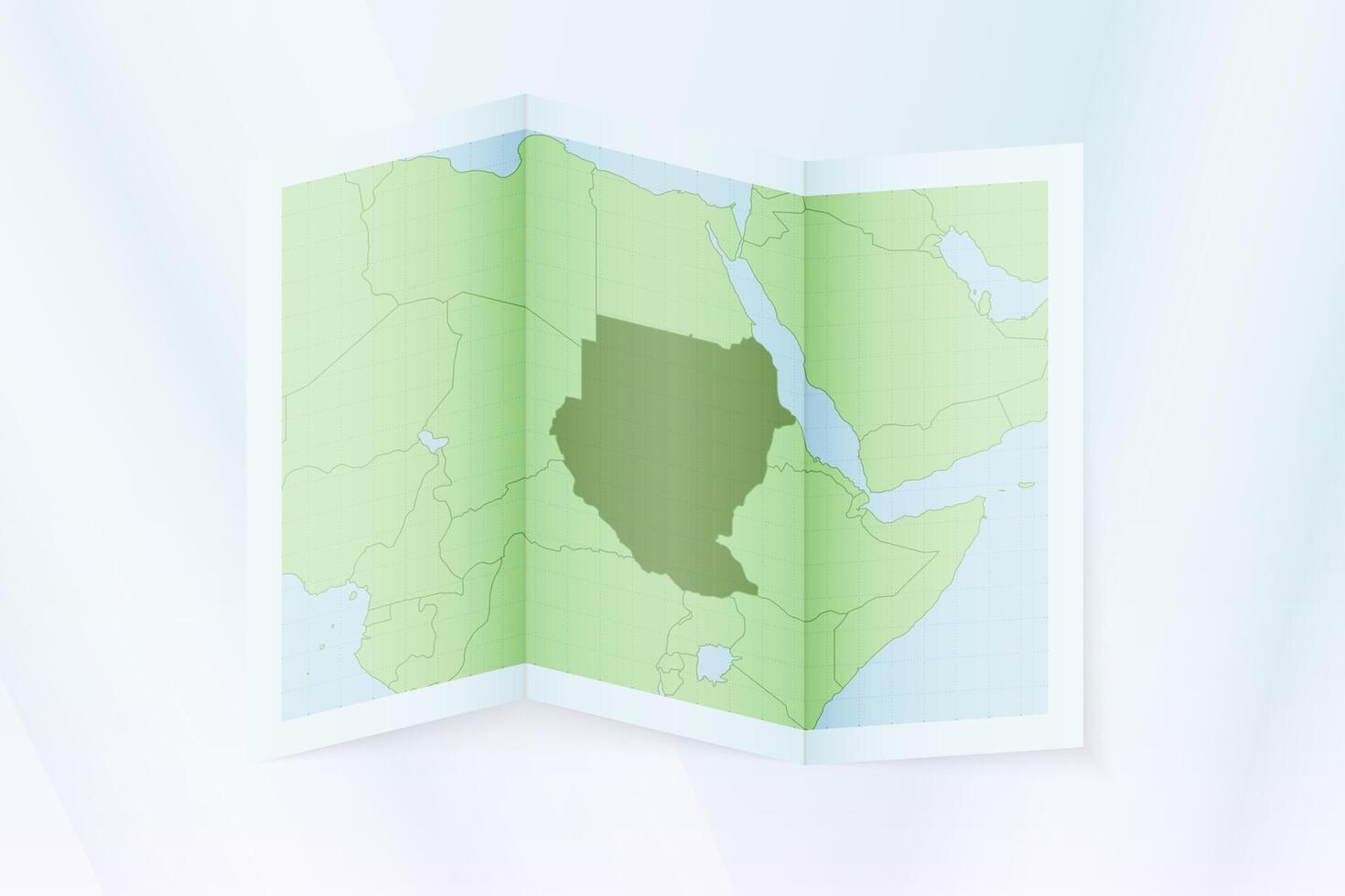 Sudan map, folded paper with Sudan map. vector