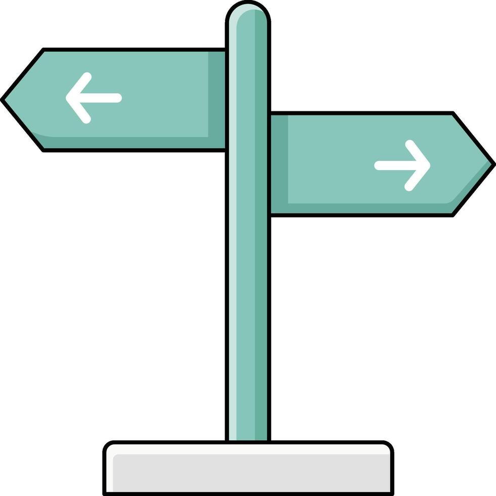 Teal directional signpost with arrows pointing left and right vector