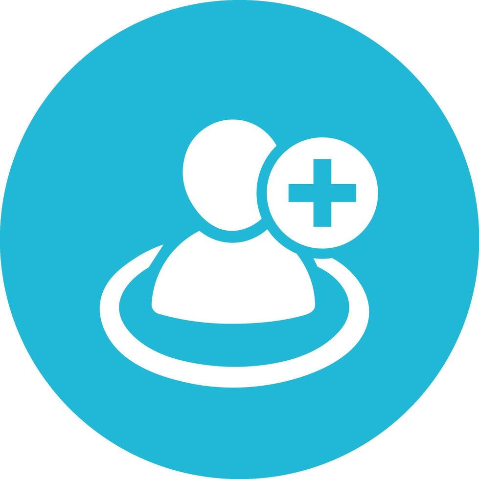 White person icon with plus sign inside blue circle add user new user vector