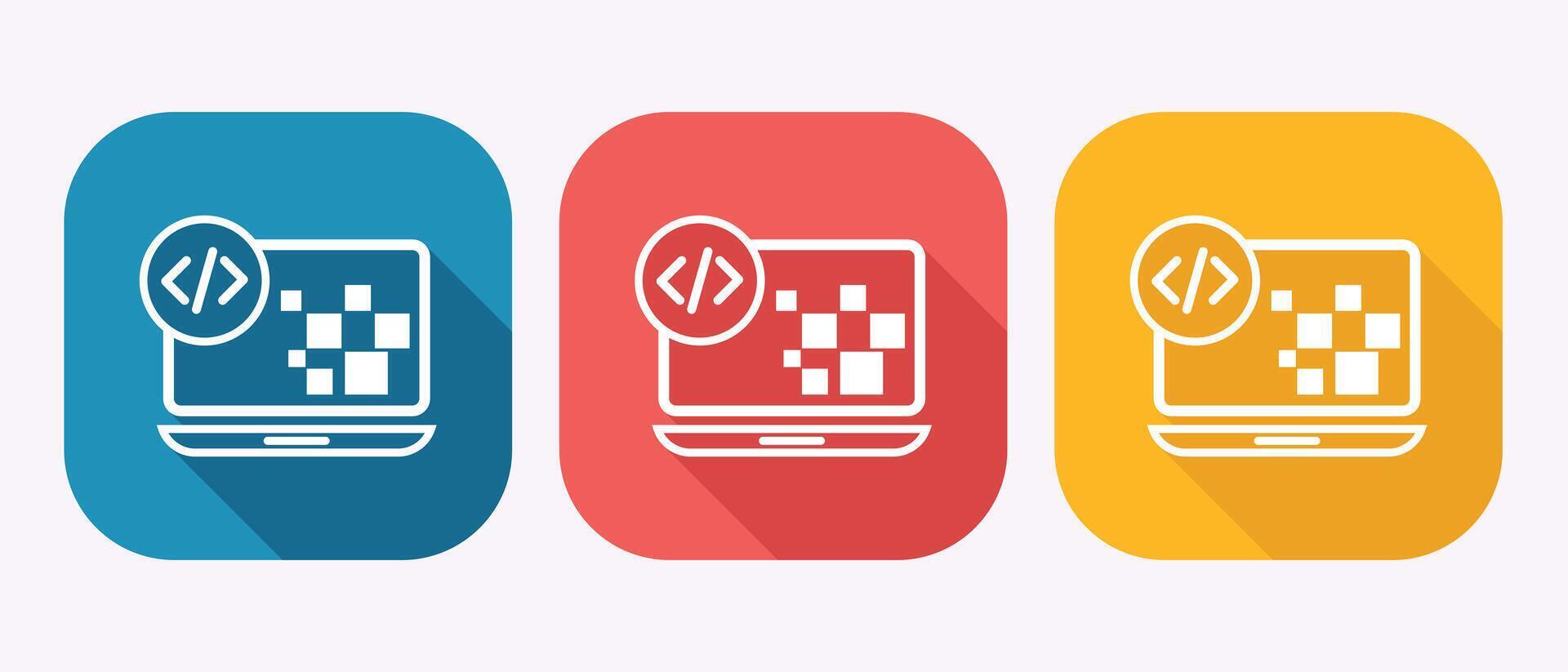 Code Development Icon Design With Laptop Computer Concept In Modern Style Application Design vector