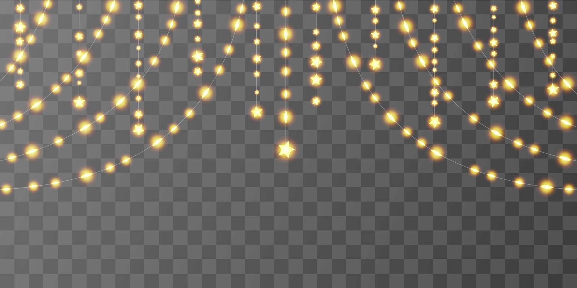 String lights with shining stars vector