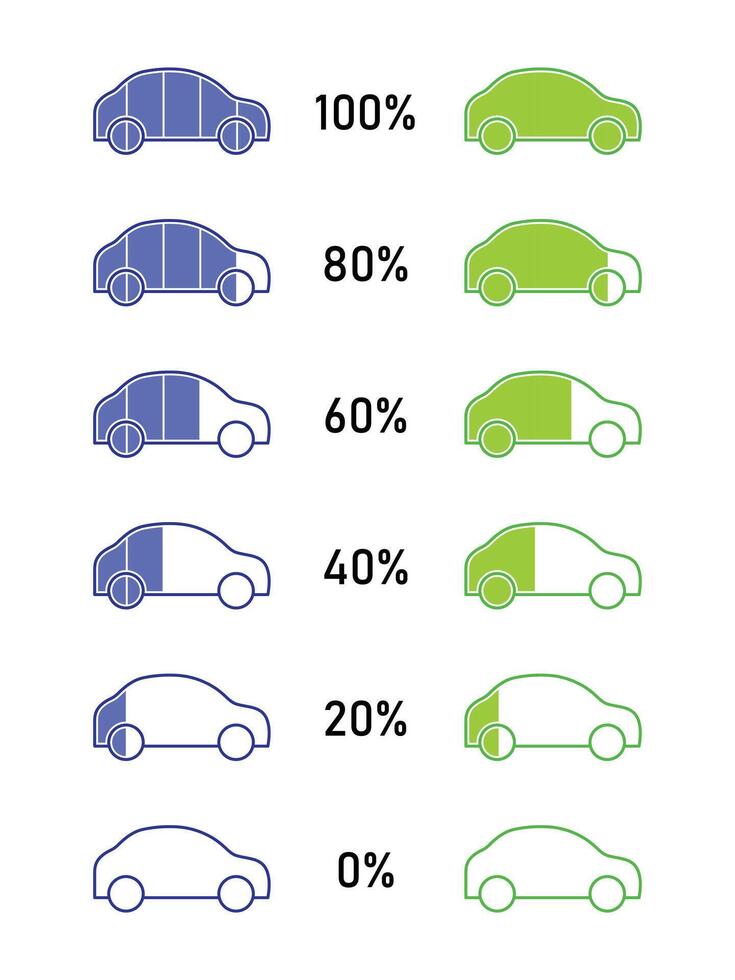 Modern Line Infographic Car Bar Chart Icon for Transportation Data Presentation, Battery Charge Status, and Business Report Visualization vector