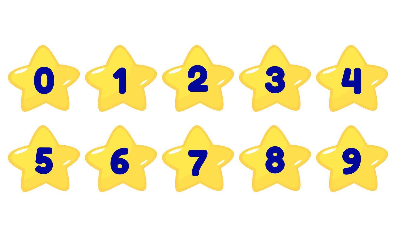 Star number icons showing numeric rating and level system for education and games vector