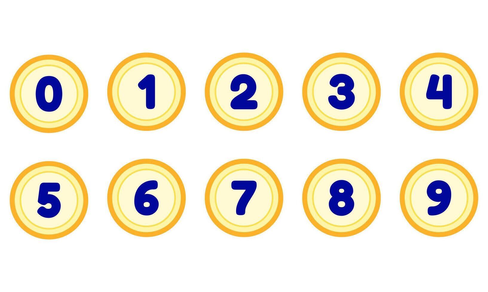 Golden coin number set showing zero to nine for game or reward concept vector