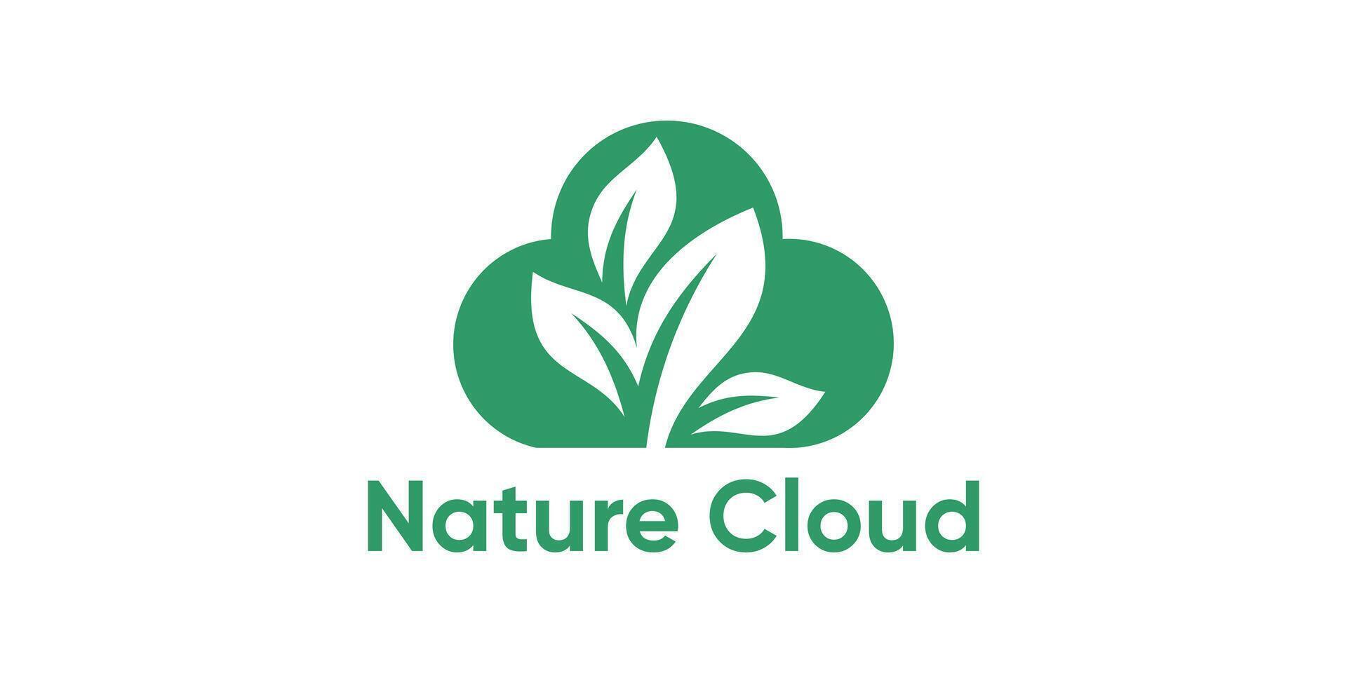 Logo Design of Eco Cloud with Leaf Inside Symbolizing Green Data, Technology, and Sustainable Cloud Computing for Modern Environmental Branding vector