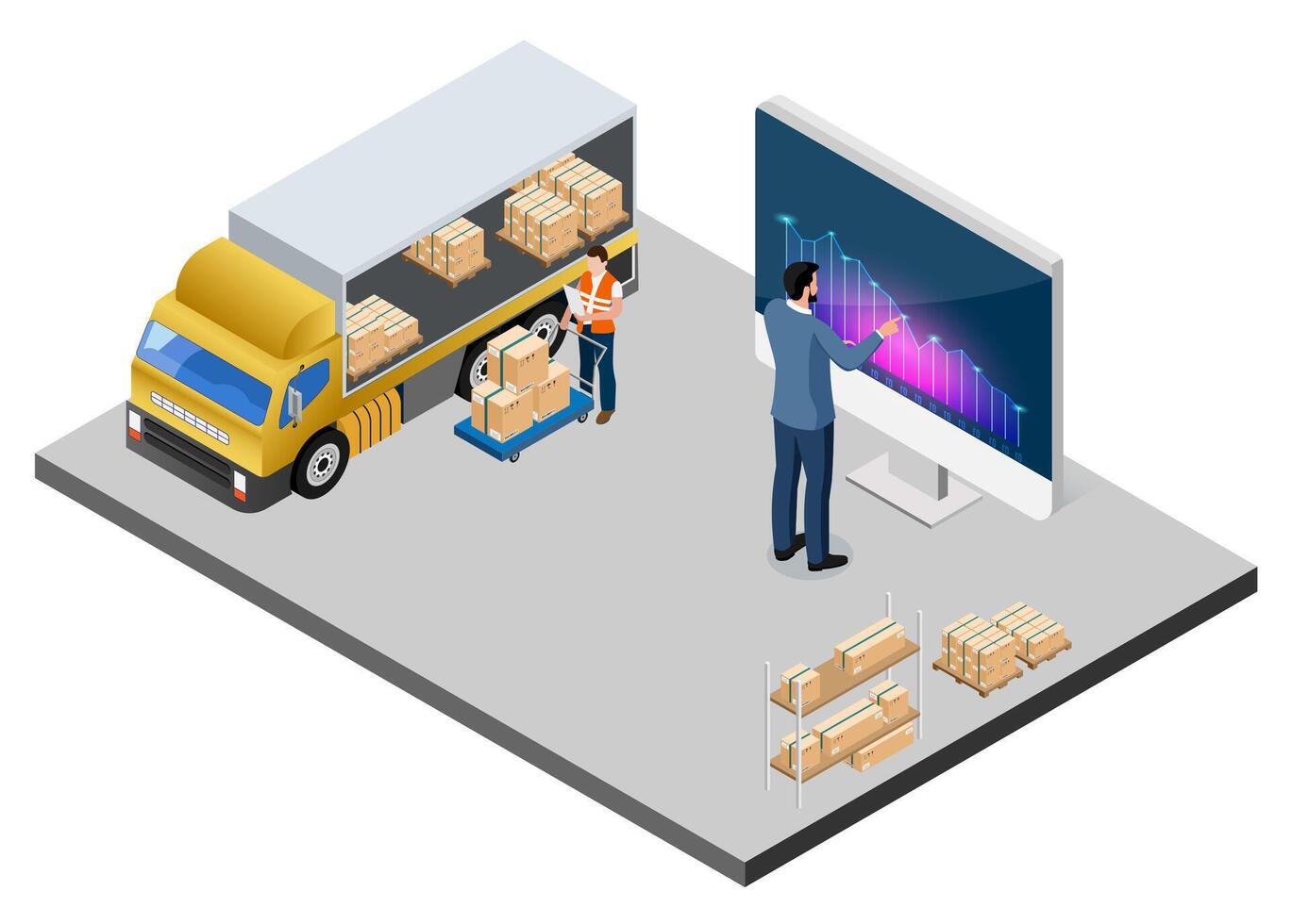 Logistics management with data analysis vector