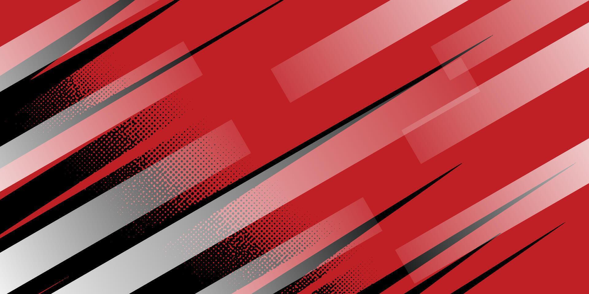 Abstract Red Black and Gray Geometric Design with Halftone Elements. vector