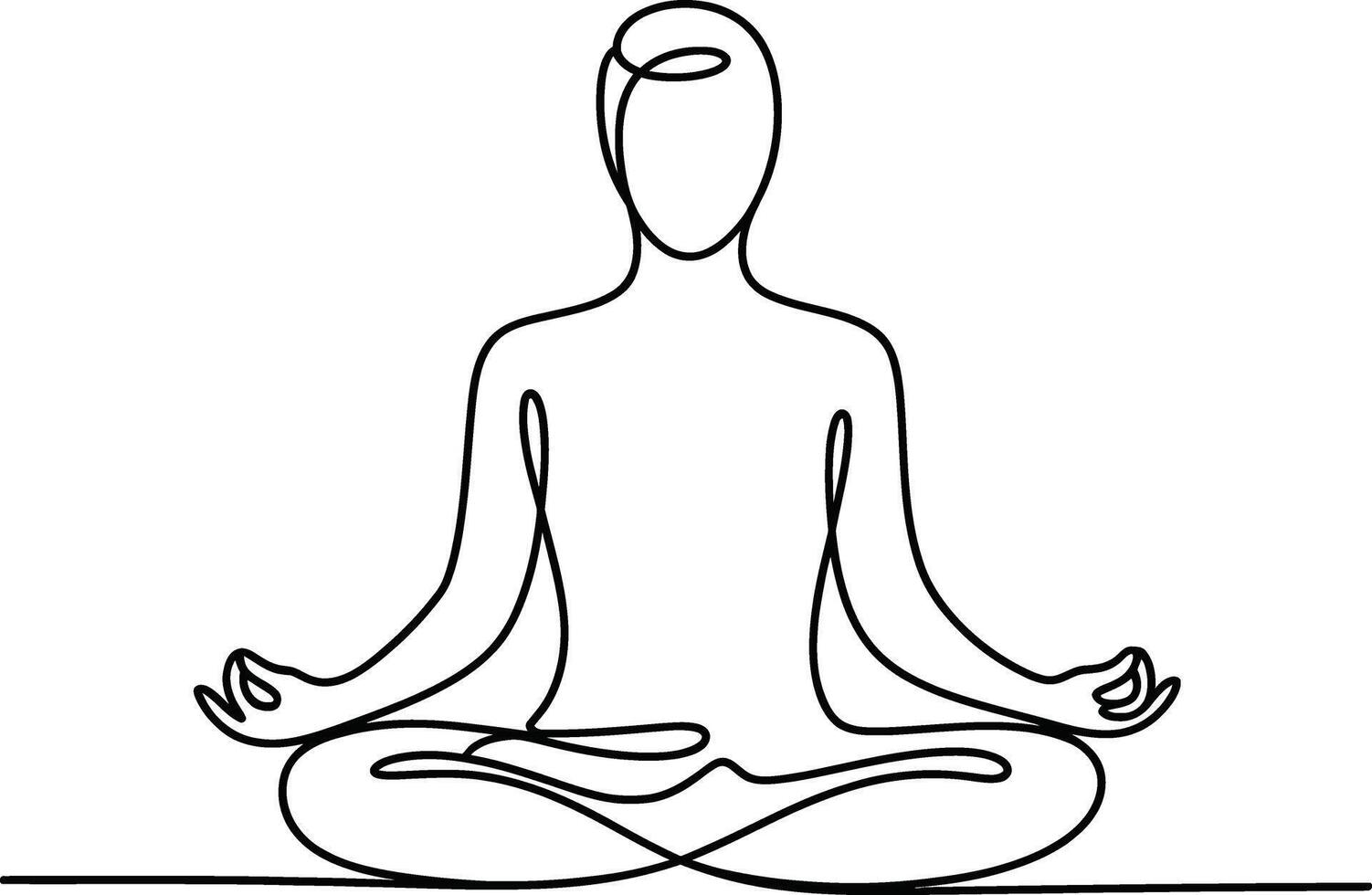 Single line drawing of a person meditating in a serene lotus pose vector
