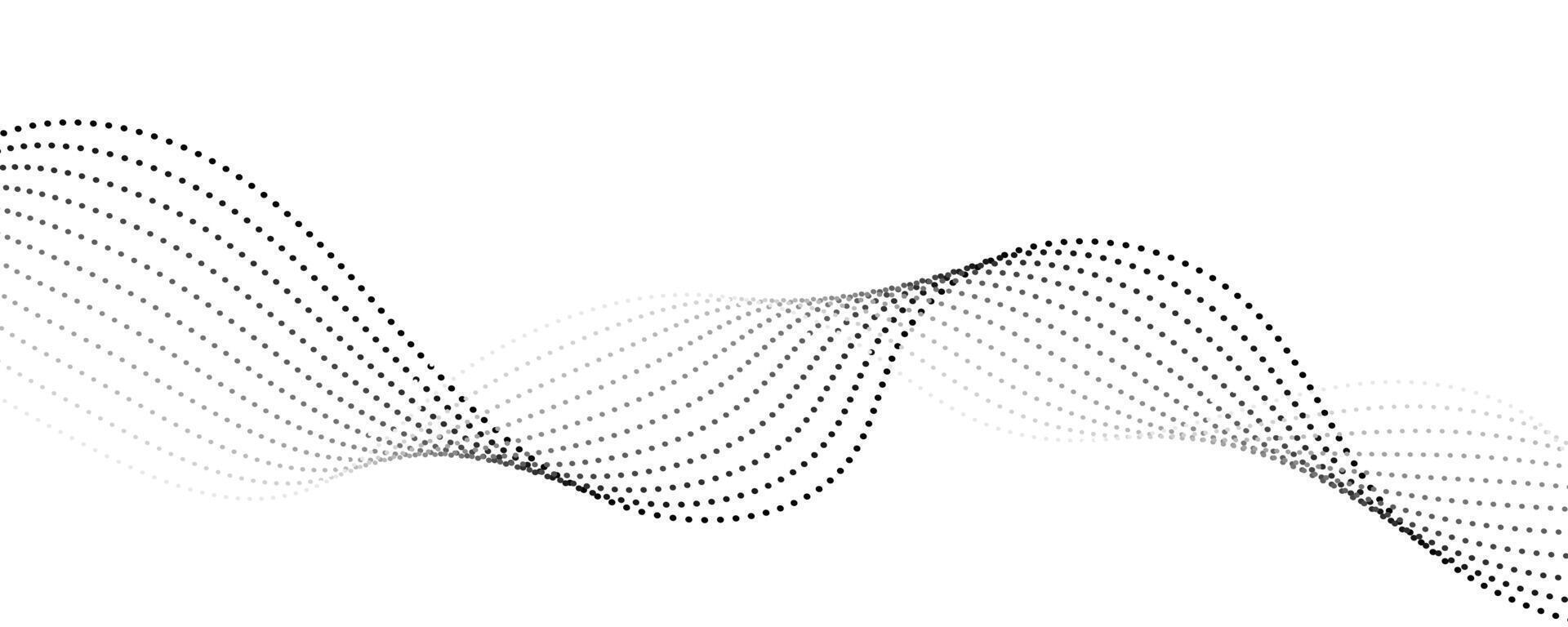 Black and white wave background with abstract flowing lines vector