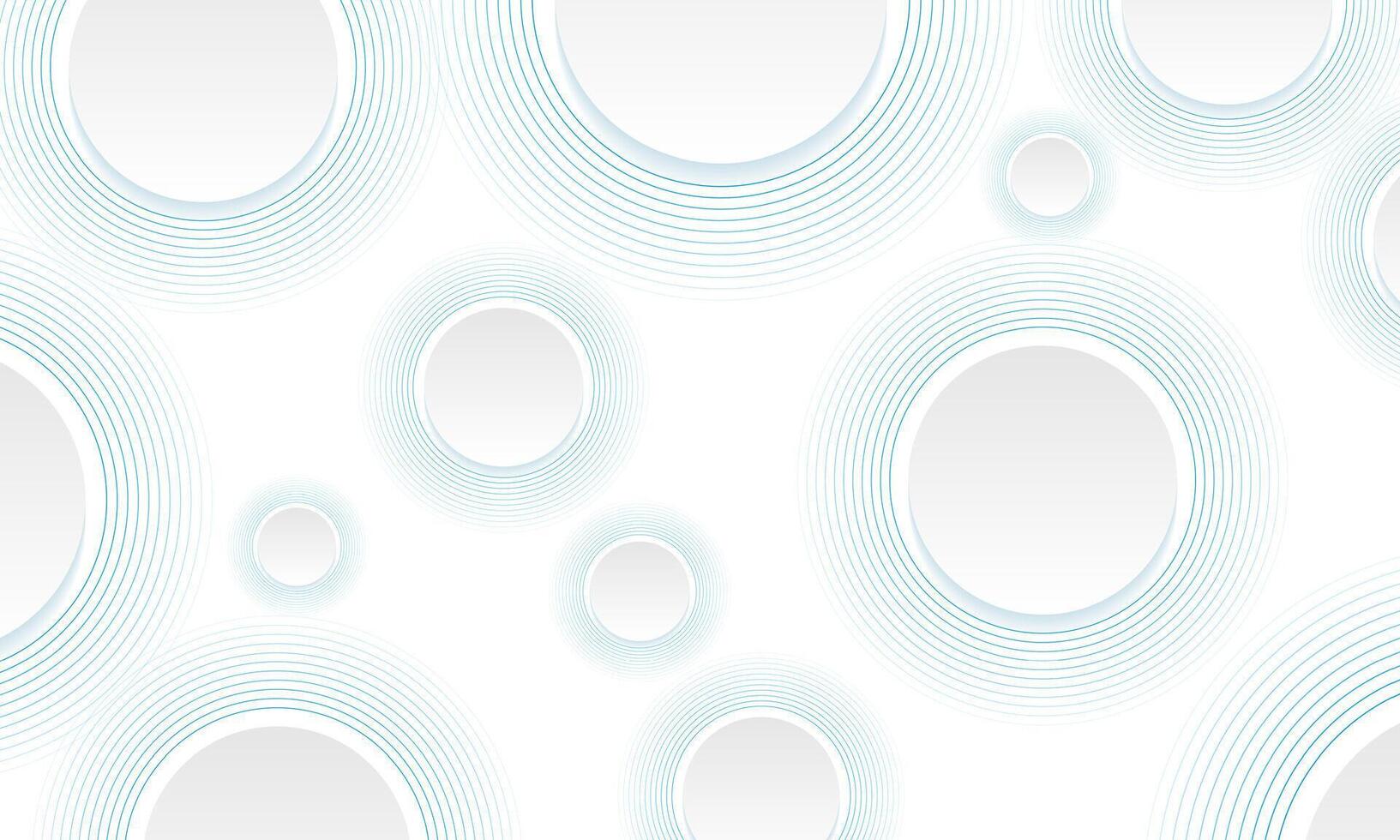 Grey geometric circles with minimal blue linear rings abstract background vector