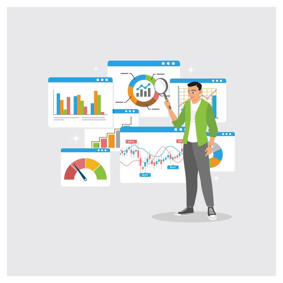 Data analysis and visualization illustration vector
