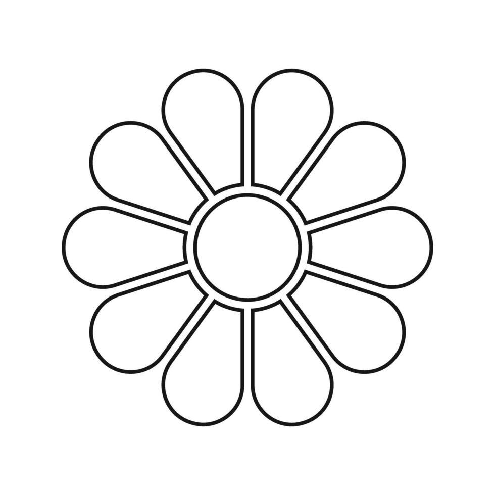Daisy icon. Flower diagram with 10 petals. Floral pie chart divided on ten equal segments in leaf shapes isolated on white background. Template for data presentation. graphic illustration vector