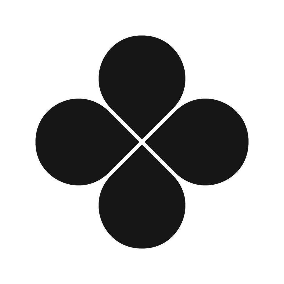 Clover silhouette. Flower diagram with petals. Floral pie chart divided on 4 equal segments in leaf shapes isolated on white background. Template for data presentation. graphic illustration vector