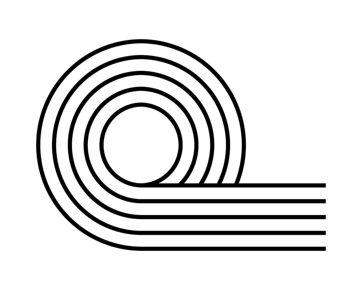Round looped lines. Geometric figure in trendy boho style. Minimalistic design element for modern template. graphic illustration vector