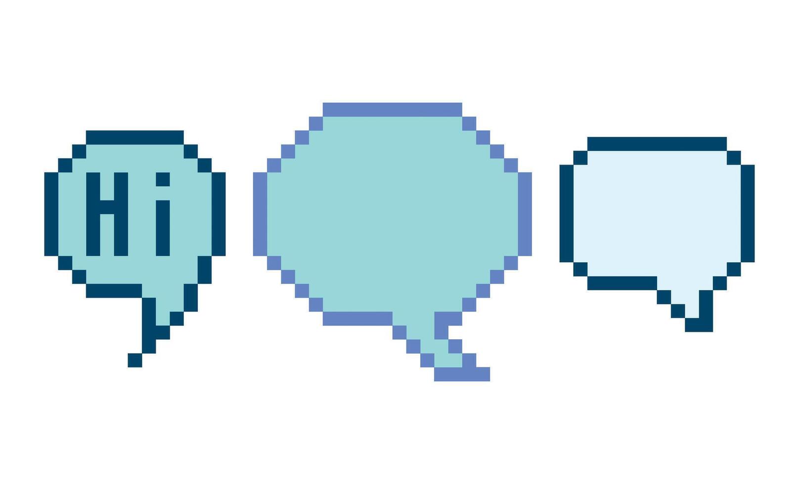 Pixel Art Speech Bubbles Text Illustration. Ideal for digital communication themes, web design, and retro graphics. vector