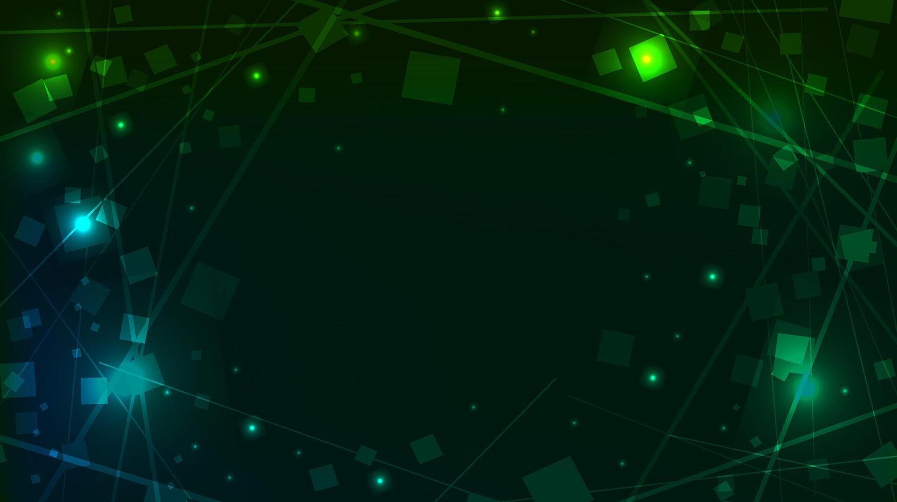 Abstract green background with square tinsel and lines for your creativity vector