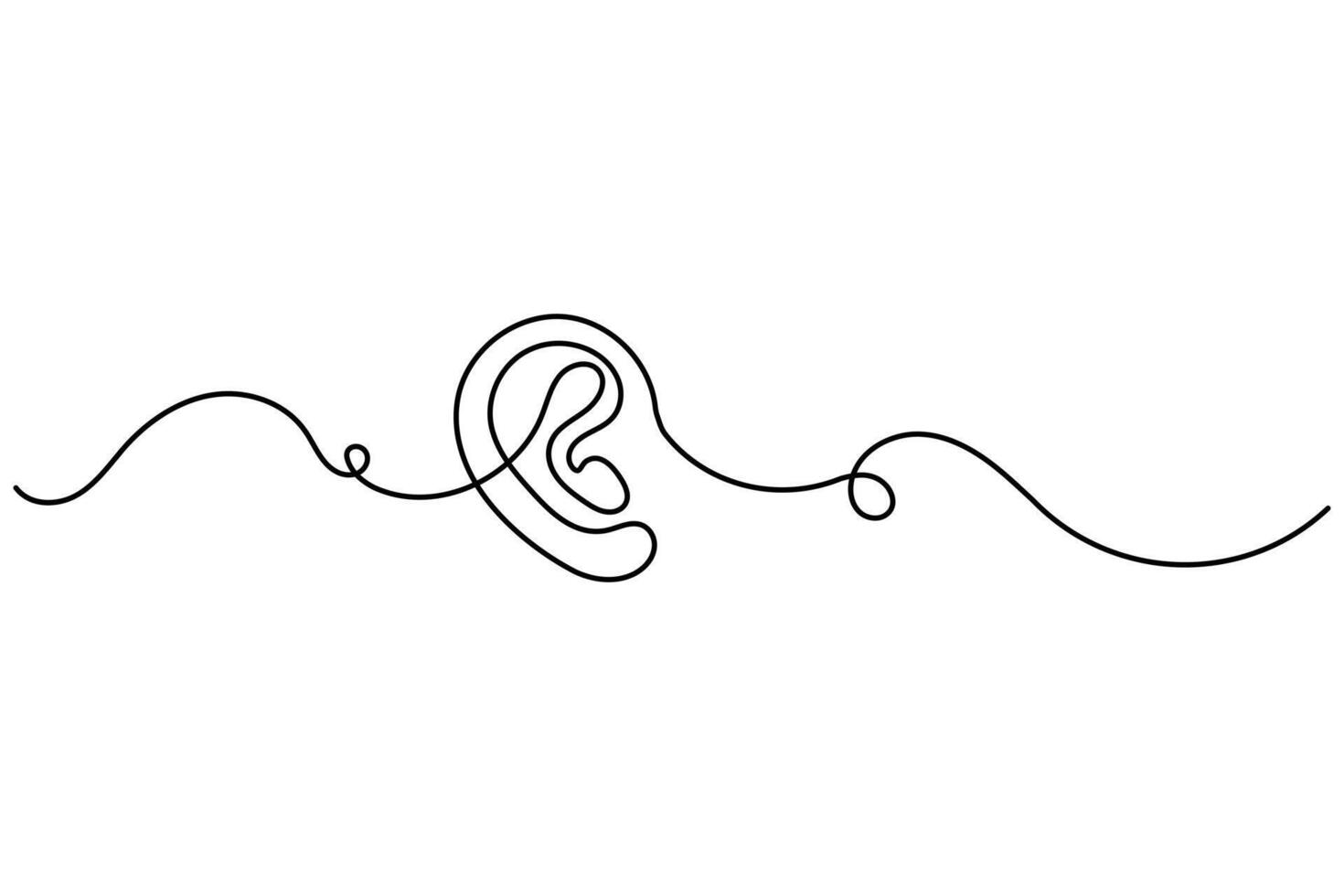 One line continuous drawing of ear minimalist abstract isolated outline art style illustration for design use vector