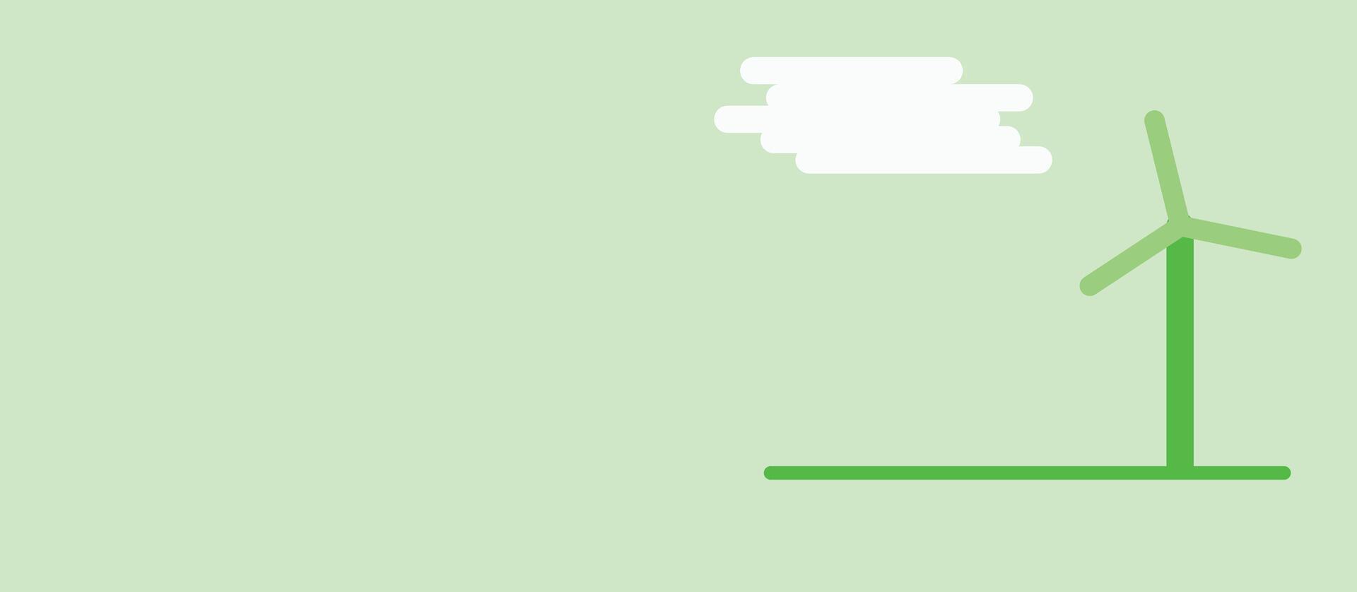 Green energy theme with a flat style image of a windmill suitable for web vector