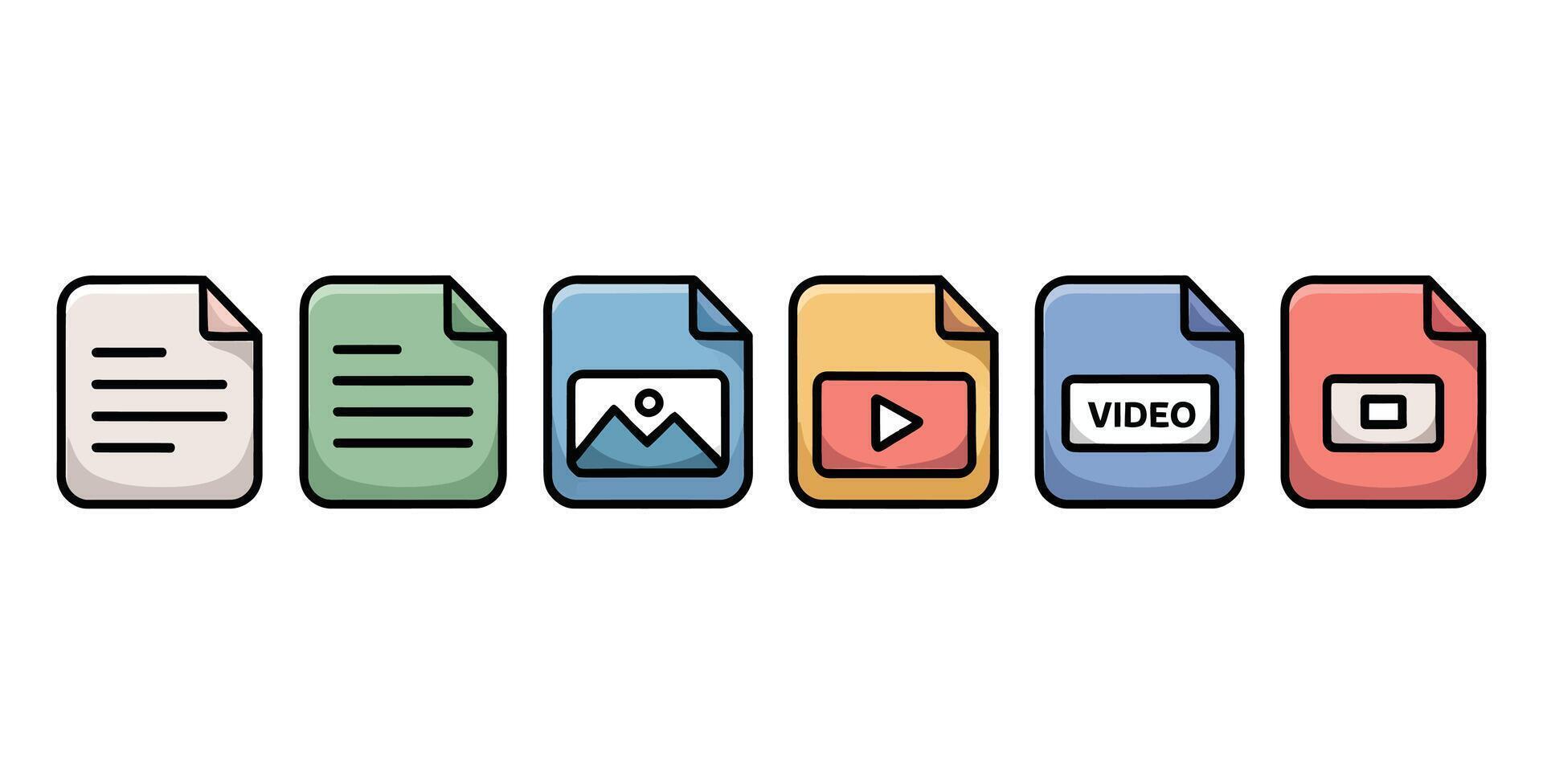 File type icons document image presentation illustration vector