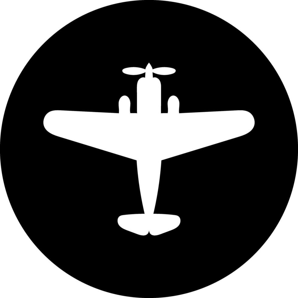 propeller airplane top view icon in black circle vector