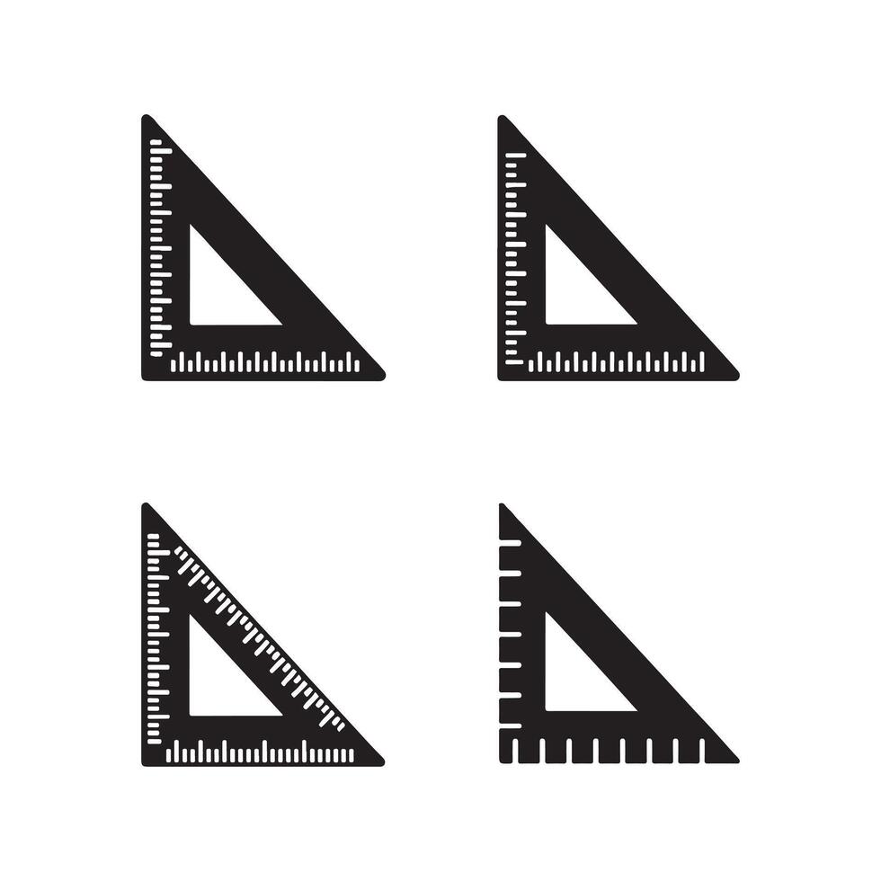 triangular regla negrita sólido íconos vector