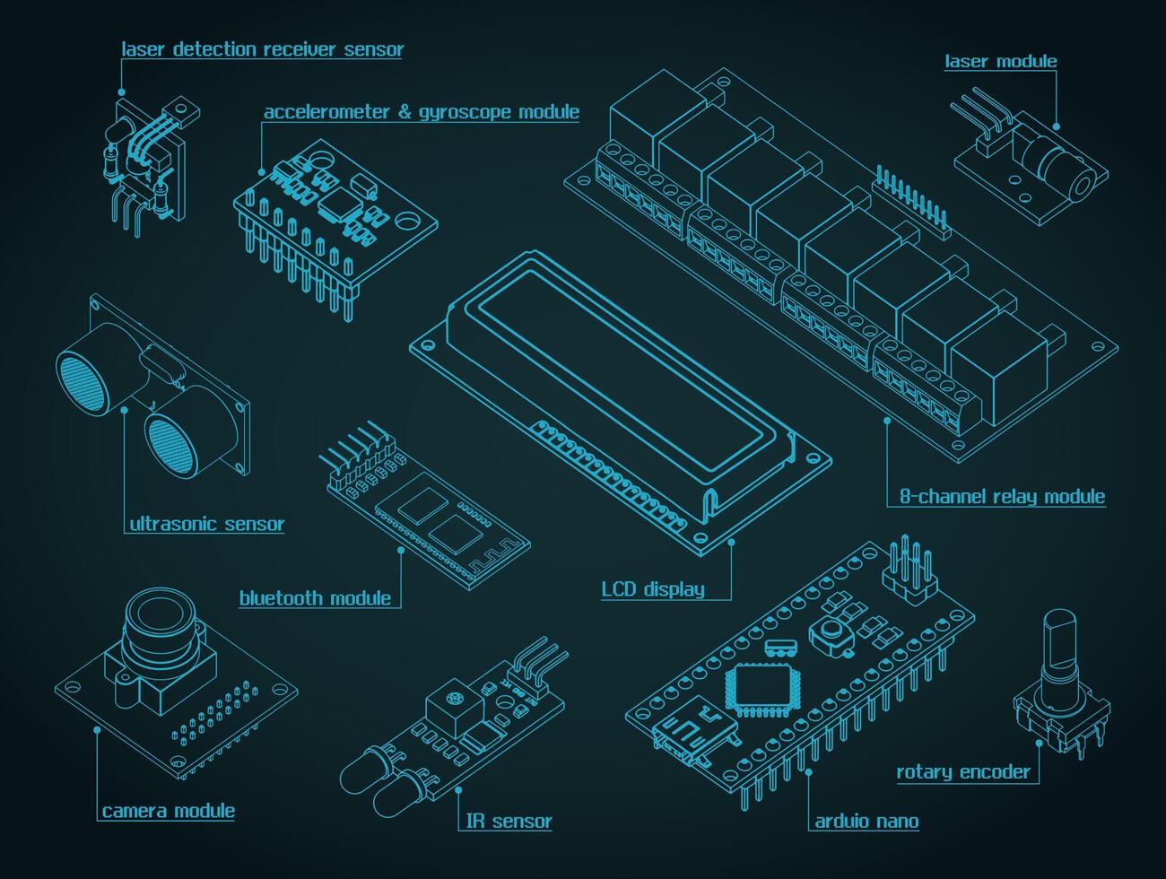 Arduino sensors Set vector