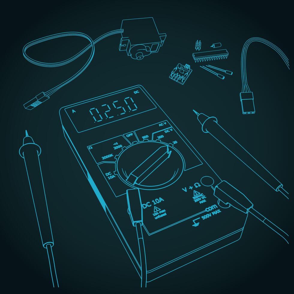 Electronics component kit illustration vector