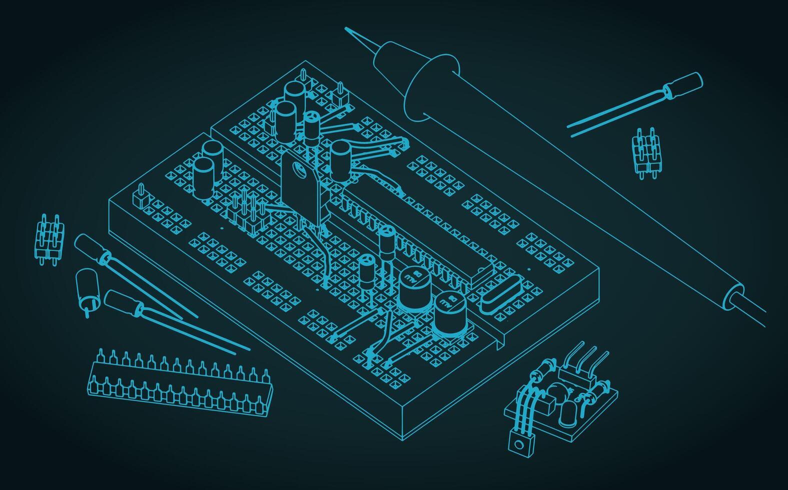 Electronics components for education and prototyping vector