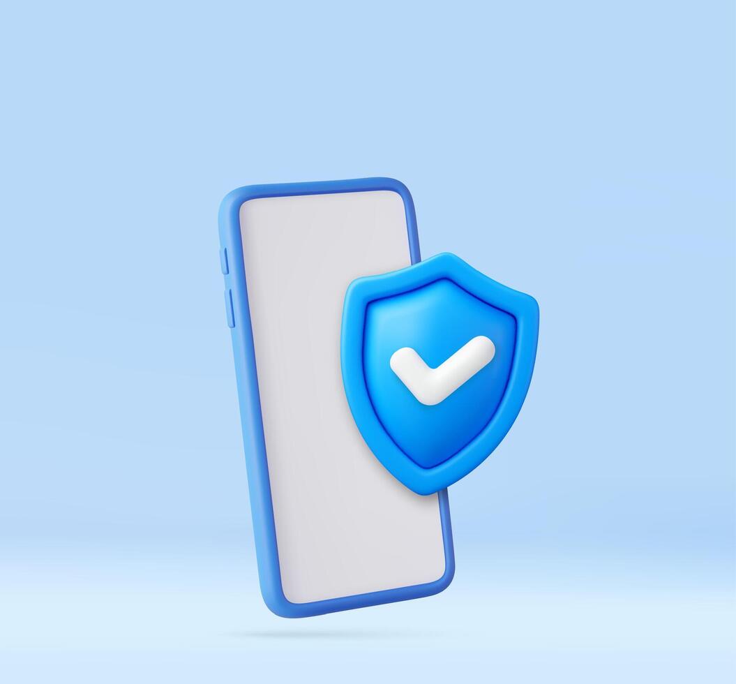 Mobile phone with security shield vector