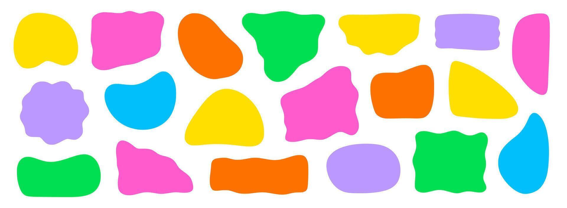 Abstract organic shape round form set. Liquid organic blob curve shape figure. Abstract liquid bubble, wavy different form. Soft round oval pattern background. vector