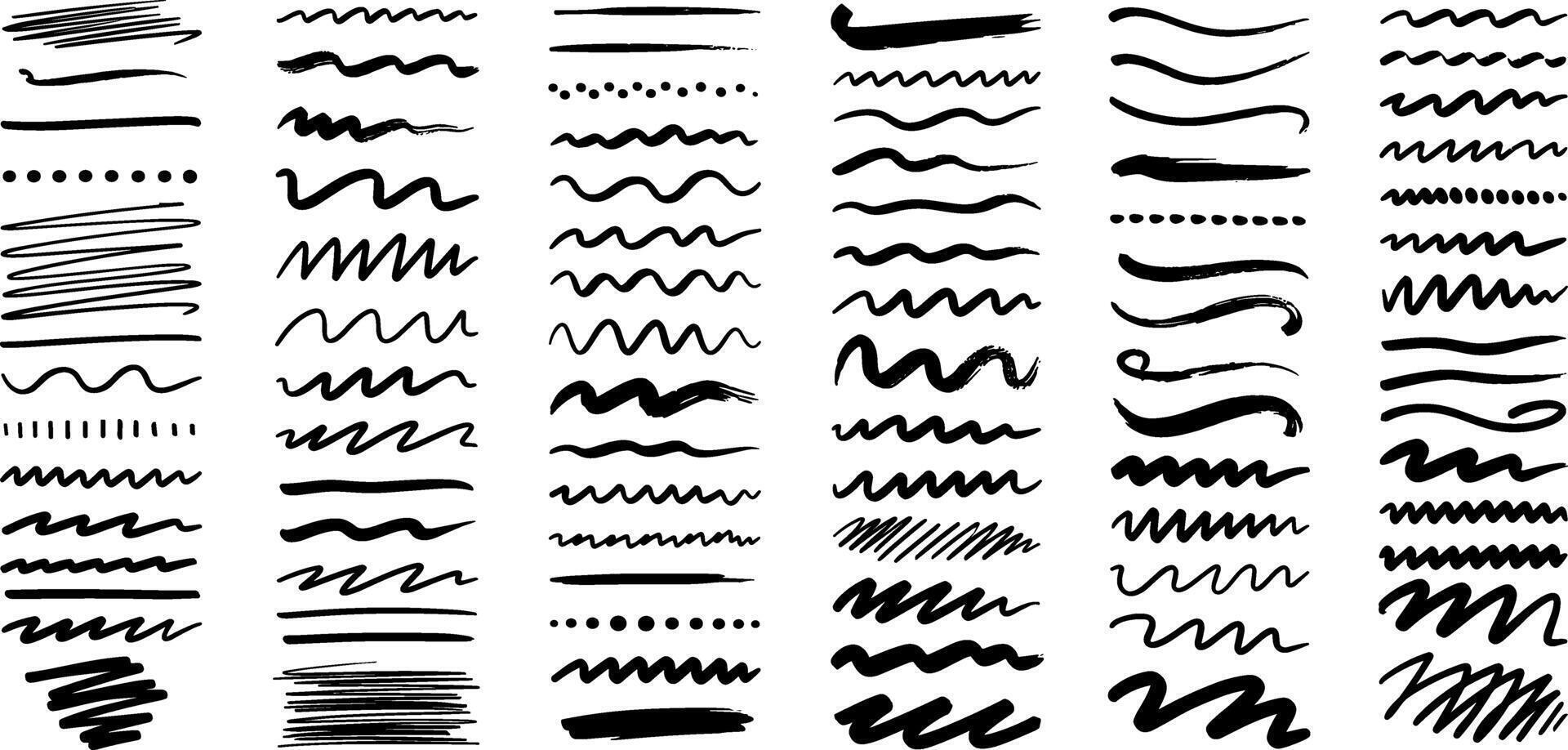 Abstract Brush Strokes and Artistic Lines Collection for Design Projects vector