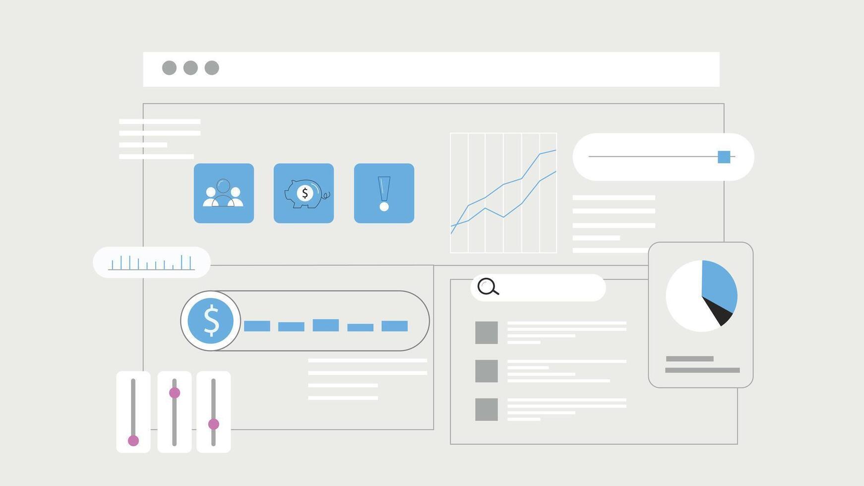 Financial Charts and Data Analytics Widgets vector