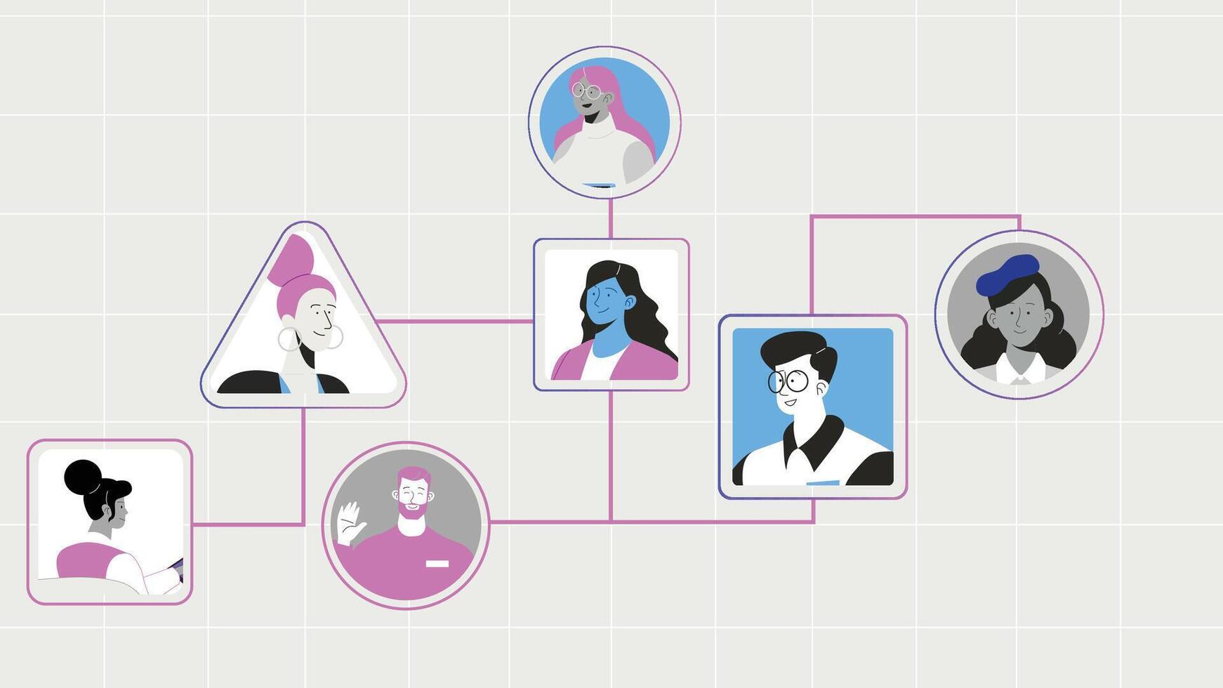Team Collaboration Network Diagram with Connected Avatars vector